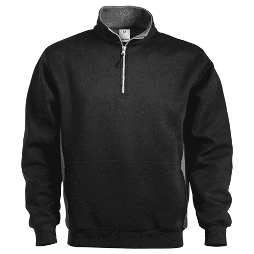 Fristads sweatshirt with zip 1705 DF - black/grey