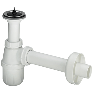 Viega bottle trap with plug, white, with wall pipe