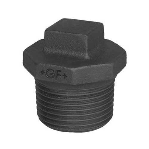 GF 290 malleable plug with rim and square head