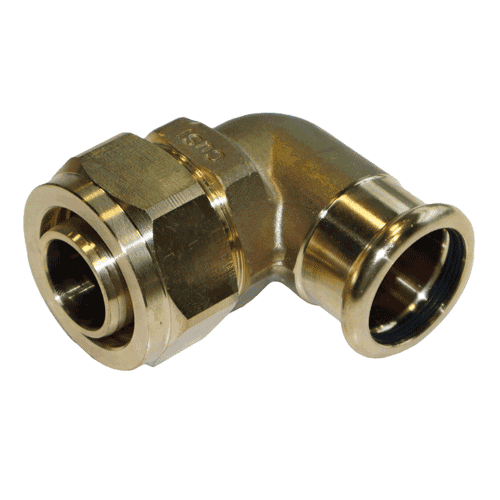 Henco transition elbow 90 deg, brass screw x copper press