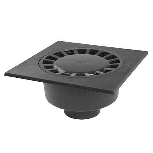 Nicoll PVC floor drain with fixed rim and grate