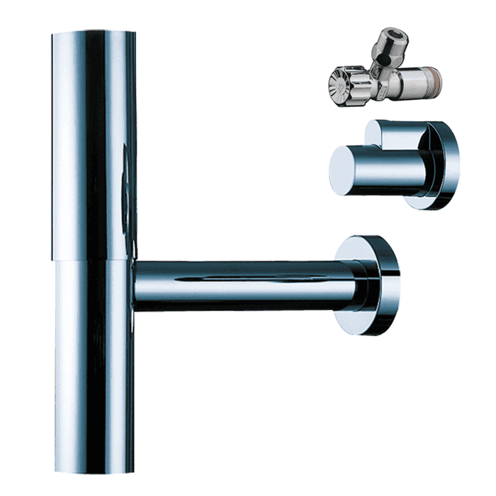Hansgrohe Flowstar design trap with angled shut-off valve and cover plate