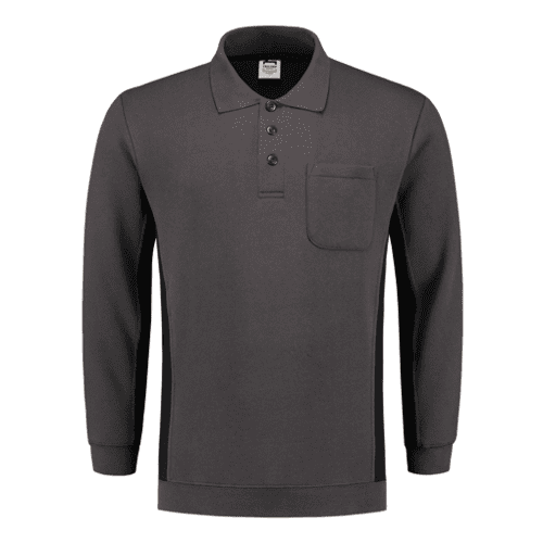 Tricorp polo sweatshirt Bicolor with chest pocket - dark grey/black